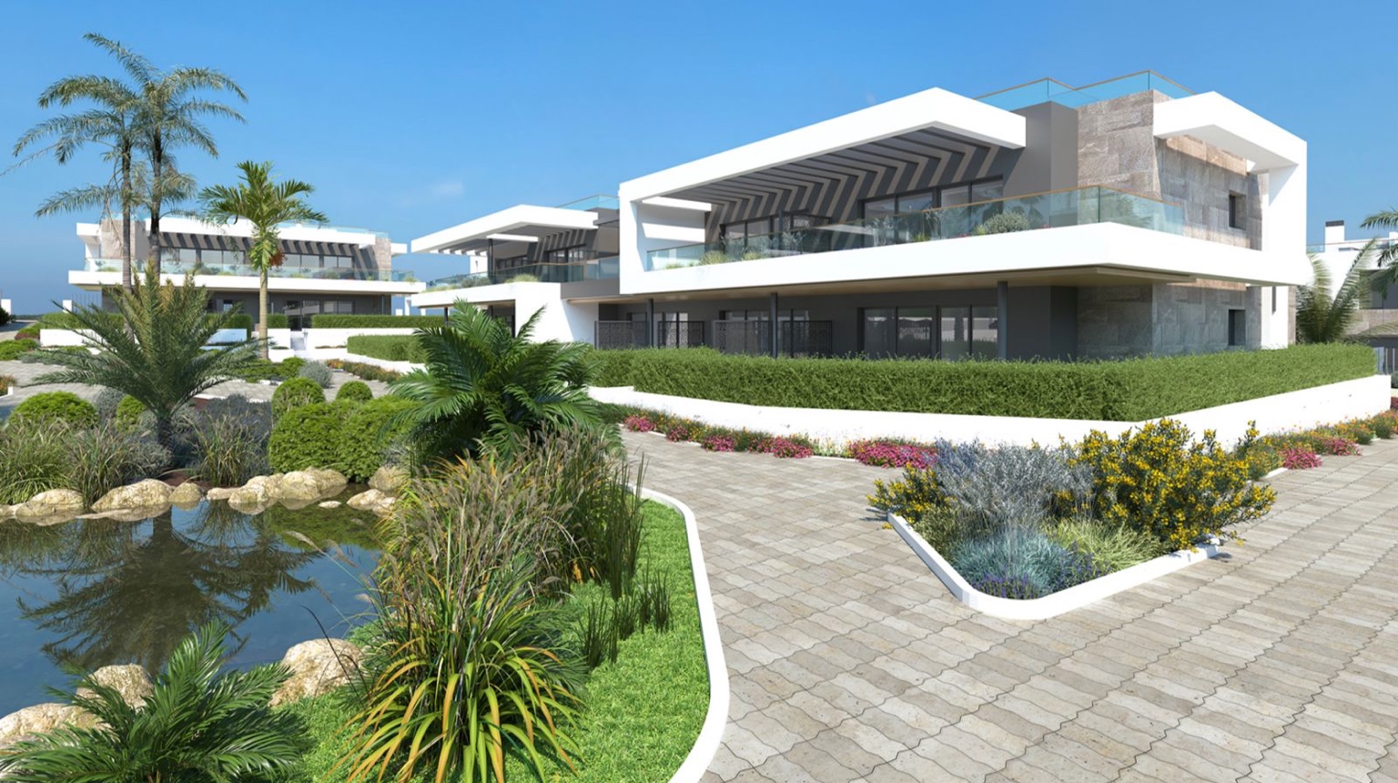 TM Laguna Village – vizualizace: apartmány a společné zahrady